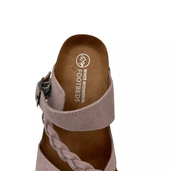 White Mountain Womens Leather Slide Sandals Size 9 Light Lavender Toe Loop Style - Picture 7 of 15